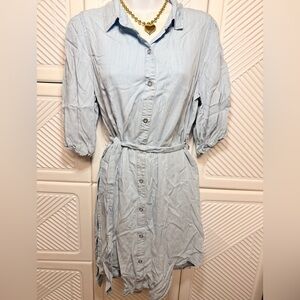 Light Blue Denim Button-Up Dress